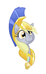 Size: 625x1000 | Tagged: safe, artist:equestria-prevails, character:derpy hooves, species:pegasus, species:pony, cute, female, guardsmare, helmet, mare, medal, portrait, royal guard, simple background, smiling, solo, transparent background, vector