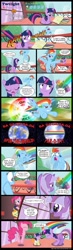 Size: 900x3078 | Tagged: safe, artist:mlp-silver-quill, character:pinkie pie, character:pumpkin cake, character:rainbow dash, character:twilight sparkle, babylight sparkle, comic, diaper, disguise, parody, ponyloaf, superman, wig