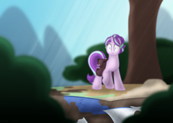 Size: 1108x788 | Tagged: safe, artist:faith-wolff, character:starlight glimmer, species:pony, species:unicorn, fanfic:the bridge, fanfic:the bridge: sound of thunder, alternate hairstyle, female, kaiju, kaiju pony, mare, mirror universe, mud, raiga, saddle bag, sirenified, species swap, story included
