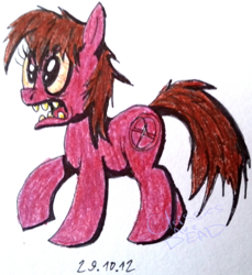 Size: 812x887 | Tagged: safe, artist:colossalstinker, oc, oc only, oc:gloomey dewdley, fake cutie mark, solo, traditional art