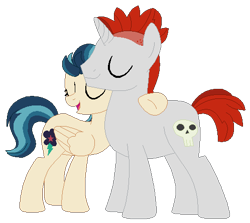 Size: 498x444 | Tagged: safe, artist:berrypunchrules, character:indigo zap, species:pony, equestria girls:friendship games, g4, my little pony: equestria girls, my little pony:equestria girls, background human, crimson napalm, equestria girls ponified, female, male, ponified, shipping, simple background, straight, transparent background, zapalm