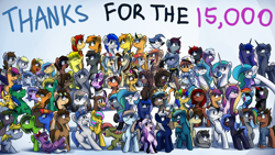 Size: 1280x720 | Tagged: safe, artist:anticular, character:derpy hooves, character:king sombra, character:princess cadance, character:princess celestia, character:princess luna, character:rainbow dash, character:scootaloo, oc, oc:ace, oc:anticular pony, oc:crimson sunset, oc:dennybutt, oc:disastral, oc:fuselight, oc:melon drop, oc:paperdrop, oc:puffy, oc:silfoe, oc:thunderbolt, oc:xormak, species:pegasus, species:pony, ask sunshine and moonbeams, ask celestia stuff, ask majesty incarnate, ask technolestia, ask-cadance, female, followers, group, mare, milestone, out of work derpy, pikachu, pikapetey, pirate dash, tumblr