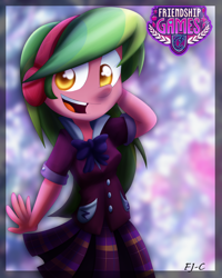 Size: 800x1000 | Tagged: safe, artist:fj-c, character:lemon zest, equestria girls:friendship games, g4, my little pony: equestria girls, my little pony:equestria girls, cute, female, looking at you, smiling, solo, zestabetes