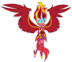 Size: 7413x6400 | Tagged: safe, artist:mixiepie, character:sunset shimmer, equestria girls:friendship games, g4, my little pony: equestria girls, my little pony:equestria girls, absurd resolution, alternate universe, clothing, dark side, dress, female, fiery shimmer, fingerless gloves, gloves, glowing eyes, horn, mane of fire, midnight sparkle, midnight-ified, paint tool sai, simple background, solo, transparent background, vector, wings