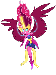 Size: 6582x8700 | Tagged: safe, artist:mixiepie, character:pinkie pie, equestria girls:friendship games, g4, my little pony: equestria girls, my little pony:equestria girls, absurd resolution, alternate universe, amulet, bare shoulders, clothing, dark side, dress, female, fingerless gloves, gloves, horn, midnight sparkle, midnight-ified, necklace, paint tool sai, simple background, sleeveless, solo, strapless, transparent background, vector, wings, xk-class end-of-the-world scenario