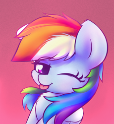 Size: 2300x2500 | Tagged: safe, artist:heavymetalbronyyeah, character:rainbow dash, species:pegasus, species:pony, chest fluff, cute, dashabetes, female, looking at you, one eye closed, solo, tongue out, wink