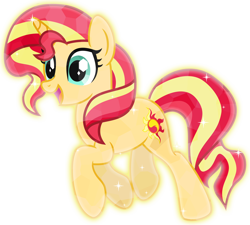 Size: 9000x8100 | Tagged: safe, artist:osipush, character:sunset shimmer, species:crystal pony, species:pony, species:unicorn, absurd resolution, crystallized, cute, female, happy, open mouth, shimmerbetes, simple background, solo, transparent background, vector