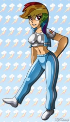 Size: 550x952 | Tagged: safe, artist:xjkenny, character:rainbow dash, humanized