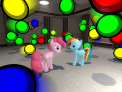 Size: 1024x768 | Tagged: safe, artist:pika-robo, character:pinkie pie, character:rainbow dash, 3d, ball, gmod
