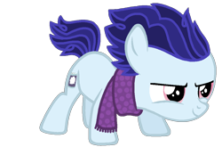 Size: 992x655 | Tagged: safe, artist:starryoak, artist:taviathemad, oc, oc only, oc:sprinkle sprint, parent:double diamond, parent:party favor, parents:partydiamond, species:earth pony, species:pony, clothing, colt, magical gay spawn, male, offspring, scarf, simple background, solo, transparent background