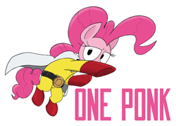 Size: 1442x1038 | Tagged: safe, artist:hattsy, artist:trickydick, character:pinkie pie, crossover, female, one ponk, one punch man, parody, saitama, solo, xk-class end-of-the-world scenario