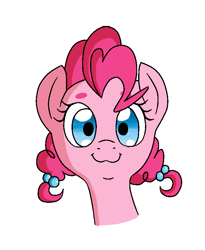 Size: 656x800 | Tagged: safe, artist:hattsy, artist:trickydick, character:pinkie pie, :3, alternate hairstyle, cute, eyebrows, female, looking at you, pigtails, portrait, smiling, solo
