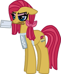 Size: 579x710 | Tagged: safe, artist:starryoak, oc, oc only, oc:shepherd's pie, parent:apple bloom, parent:pinkie pie, parents:pinkiebloom, fanfic:cupcakes, cleaver, crack shipping, magical lesbian spawn, offspring, simple background, solo, transparent background