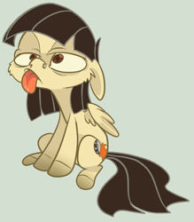 Size: 1057x1204 | Tagged: safe, artist:xenon, character:wild fire, species:pegasus, species:pony, faec, female, mare, sitting, solo, tongue out