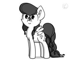 Size: 1000x800 | Tagged: safe, artist:nimaru, oc, oc only, oc:winter willow, species:pegasus, species:pony, cheek fluff, chest fluff, ear fluff, female, grayscale, i can't believe it's not tjpones, mare, monochrome, signature, simple background, solo, style emulation, white background
