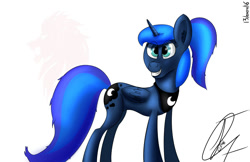 Size: 2000x1296 | Tagged: safe, artist:nexcoyotlgt, character:princess luna, species:alicorn, species:pony, alternate hairstyle, female, ponytail, solo