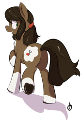 Size: 883x1307 | Tagged: safe, artist:mrrowboat, oc, oc only, oc:melody (paigescribe), species:pony, clydesdale, cute, female, fluffy, freckles, looking back, mare, mother, plot, ponytail, simple background, socks (coat marking), underhoof, unshorn fetlocks, white background