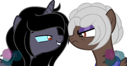 Size: 1024x538 | Tagged: safe, artist:t-aroutachiikun, base used, oc, oc only, oc:prince thanatos, oc:taigete, parent:king sombra, parent:princess luna, parent:unnamed oc, parents:canon x oc, parents:lumbra, brother and sister, femboy, male, offspring