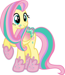 Size: 4340x5030 | Tagged: safe, artist:osipush, character:fluttershy, absurd resolution, colored wings, cutie mark magic, female, multicolored wings, rainbow power, rainbow power-ified, rainbow wings, raised hoof, simple background, solo, transparent background, vector