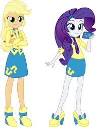 Size: 3950x5186 | Tagged: safe, artist:osipush, character:applejack, character:rarity, my little pony:equestria girls, absurd resolution, canterlot high, clothing, crossed arms, duo, freckles, high heels, necktie, phone, school uniform, selfie, simple background, smartphone, smiling, transparent background, uniform, vector, wondercolts