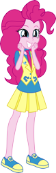 Size: 1788x5468 | Tagged: safe, artist:osipush, character:pinkie pie, my little pony:equestria girls, absurd resolution, canterlot high, clothing, cute, excited, female, inkscape, necktie, pleated skirt, school spirit, school uniform, shoes, simple background, skirt, smiling, sneakers, solo, transparent background, uniform, vector, vest, wondercolts