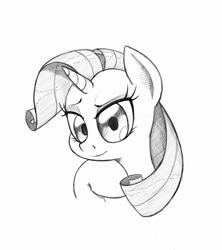 Size: 961x1080 | Tagged: safe, artist:trickydick, character:rarity, female, monochrome, solo