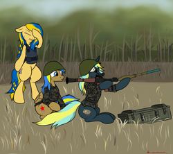 Size: 3373x3000 | Tagged: safe, artist:orang111, oc, oc only, oc:electro current, oc:rack redstar, nation ponies, ammobox, body armor, camouflage, clothing, derp, facehoof, forest, helmet, military, military uniform, officer, ponified, requested art, rocket launcher, rpg-7, soldier, ukraine, ukrainian, uniform, you see ivan