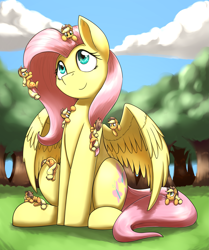 Size: 2255x2697 | Tagged: safe, artist:otakuap, character:applejack, character:fluttershy, species:pony, appletini, cute, fluttertree, giant pony, giantess, jackabetes, jackletree, macro, micro, multeity, pun, shyabetes, size difference, visual gag, weapons-grade cute