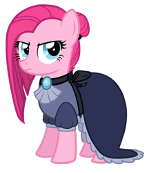Size: 1224x1440 | Tagged: safe, artist:thecheeseburger, character:pinkamena diane pie, character:pinkie pie, alternate hairstyle, clothing, dress, female, flash puppet, glare, simple background, solo, transparent background
