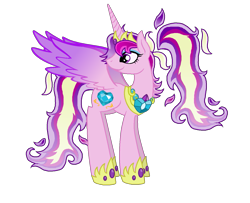 Size: 1361x1107 | Tagged: safe, artist:starryoak, character:princess cadance, ethereal mane, female, jewelry, looking back, older, ponytail, simple background, smiling, solo, transparent background, ultimate cadance, vector