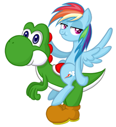 Size: 855x935 | Tagged: safe, artist:thecheeseburger, character:rainbow dash, crossover, super mario bros., yoshi