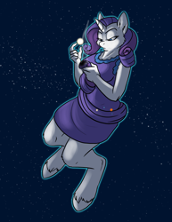 Size: 700x906 | Tagged: safe, artist:foxenawolf, part of a set, character:rarity, species:anthro, species:unguligrade anthro, comic:worldly rarity, breasts, busty rarity, female, giantess, growth, macro, mega rarity, planet, pony bigger than a planet, solo, space, sun, tangible heavenly object