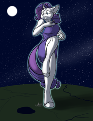 Size: 700x906 | Tagged: safe, artist:foxenawolf, part of a set, character:rarity, species:anthro, species:unguligrade anthro, comic:worldly rarity, breasts, busty rarity, city, female, fluffy, giantess, growth, macro, mega rarity, solo