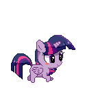 Size: 124x130 | Tagged: safe, artist:stepandy, edit, character:twilight sparkle, character:twilight sparkle (alicorn), species:alicorn, species:pony, animated, blushing, chibi, cute, female, flying, pixel art, running, solo, twiabetes