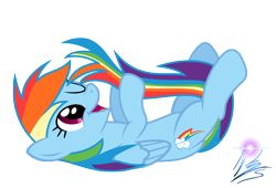 Size: 11787x8000 | Tagged: dead source, safe, artist:nightmaremoons, character:rainbow dash, species:pegasus, species:pony, absurd resolution, cute, dashabetes, female, mare, on back, one eye closed, playing with tail, simple background, smiling, solo, transparent background, vector
