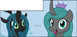 Size: 1398x671 | Tagged: safe, artist:arrkhal, edit, character:queen chrysalis, ..., cropped, reversalis