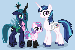 Size: 2175x1453 | Tagged: safe, artist:arrkhal, character:princess cadance, character:princess celestia, character:princess flurry heart, character:princess luna, character:queen chrysalis, character:shining armor, character:twilight sparkle, character:twilight sparkle (alicorn), species:alicorn, species:pony, g4, clothing, costume, diaper, female, filly, mane swap, mare, mask, nightmare night, nightmare night costume, spy mask, young