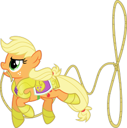 Size: 5000x5032 | Tagged: safe, artist:osipush, character:applejack, absurd resolution, alternate universe, armor, fantasy class, female, freckles, heroes of might and magic, knight, lasso, mouth hold, ponies of flight and magic, rope, simple background, solo, transparent background, vector, warrior
