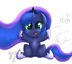 Size: 1944x1728 | Tagged: safe, artist:nexcoyotlgt, character:princess luna, chest fluff, cute, female, filly, hug request, lunabetes, simple background, solo, transparent background, woona