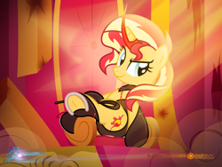 Size: 1000x750 | Tagged: safe, artist:nightmaremoons, character:sunset shimmer, species:pony, species:unicorn, female, solo, throne