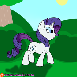 Size: 1000x1000 | Tagged: safe, artist:spritepony, character:rarity, newbie artist training grounds, female, park, patreon, patreon logo, solo, walking