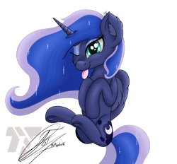 Size: 2080x1933 | Tagged: safe, artist:nexcoyotlgt, character:princess luna, species:alicorn, species:pony, female, one eye closed, silly, silly pony, simple background, solo, tongue out, transparent background, wink