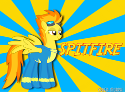 Size: 4119x3048 | Tagged: safe, artist:cyber-murph, character:spitfire, clothing, goggles, signature, small head, wonderbolts, wonderbolts uniform