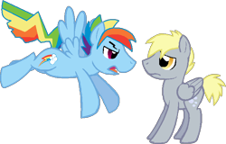 Size: 694x443 | Tagged: safe, artist:bronybase, artist:starryoak, character:derpy hooves, character:rainbow dash, species:pegasus, species:pony, dopey hooves, rainbow blitz, rule 63, simple background, transparent background