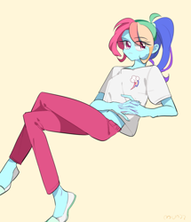 Size: 540x629 | Tagged: safe, artist:dusty-munji, character:rainbow dash, my little pony:equestria girls, belly button, clothing, cutie mark clothes, female, midriff, short shirt, solo