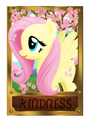Size: 1500x2038 | Tagged: safe, artist:nimaru, character:fluttershy, species:pegasus, species:pony, butterfly, female, flower, grass, mare, mountain, open mouth, sky, smiling, solo, spread wings, text, wings