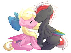Size: 1772x1336 | Tagged: safe, artist:drawntildawn, oc, oc only, oc:bay breeze, oc:mahx, species:pegasus, species:pony, bahx, kissing, male, oc x oc, shipping, simple background, straight, transparent background