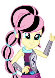 Size: 1240x1748 | Tagged: safe, artist:mixiepie, character:fluttershy, equestria girls:friendship games, g4, my little pony: equestria girls, my little pony:equestria girls, alternate hairstyle, alternate universe, archery, clothing, emoshy, female, simple background, smiling, solo, thumbs up, transparent background