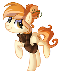 Size: 1503x1800 | Tagged: safe, artist:drawntildawn, oc, oc only, oc:pumpkin patch, species:earth pony, species:pony, clothing, scarf, simple background, solo, transparent background