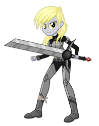 Size: 1584x2016 | Tagged: safe, artist:thecheeseburger, character:derpy hooves, my little pony:equestria girls, armor, epic derpy, female, fist, scar, solo